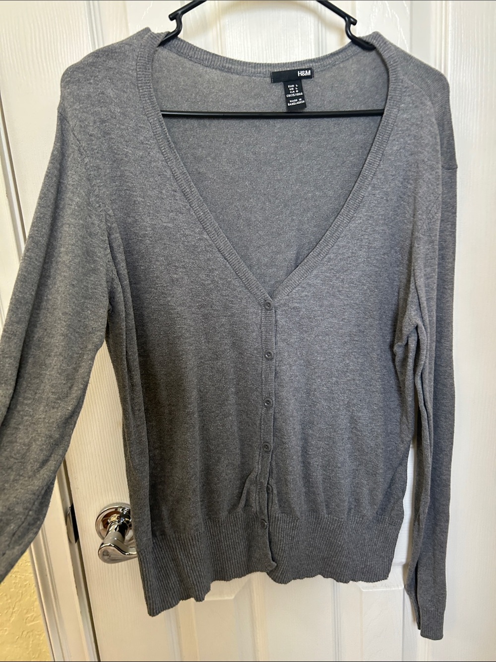 H&M Charcoal Gray V-Neck Button Cardigan